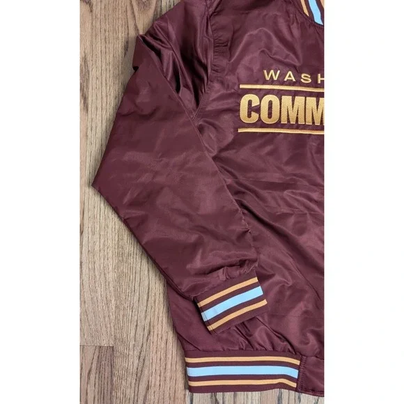 Washington Commanders Bomber Varsity Satin Jacket Mens Medium Full Snap Burgundy - Picture 4 of 16
